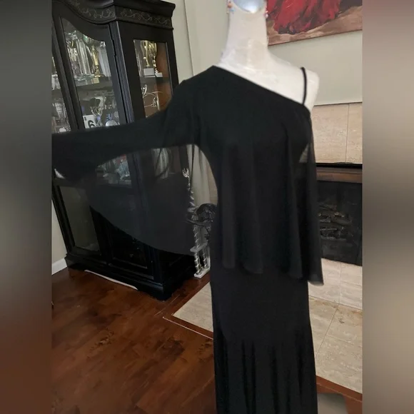 Ballroom Smooth one shoulder practice dance dress black - Picture 8 of 14